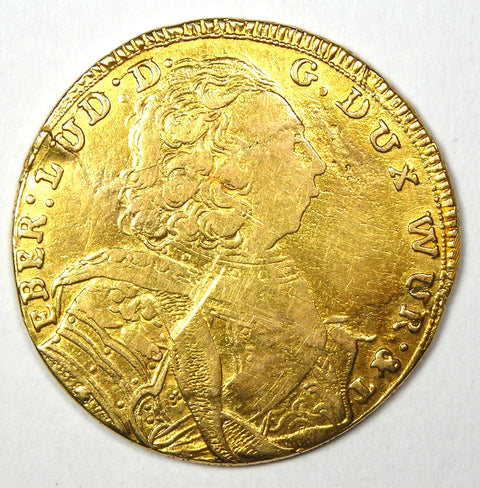 1732 Carolin Germany Württemberg Eberhard Ludwig Gold Coin