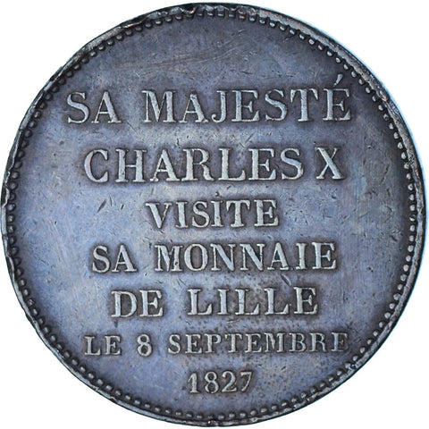 Coin, France, Charles X, Visite de la Monnaie de Lille, Module 5 fran