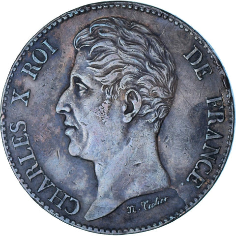Coin, France, Charles X, Visite de la Monnaie de Lille, Module 5 fran