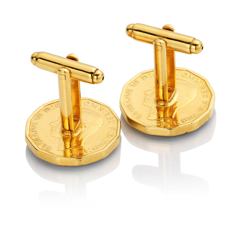 George VI  Threepenny (1937-1952) - Thrift Design - Enamelled Coin Cufflinks