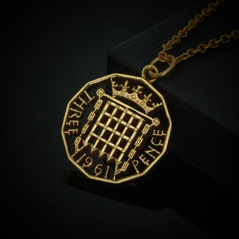 Threepenny (1953-1967) - Port Cullis Design - Cut Out Coin Necklace