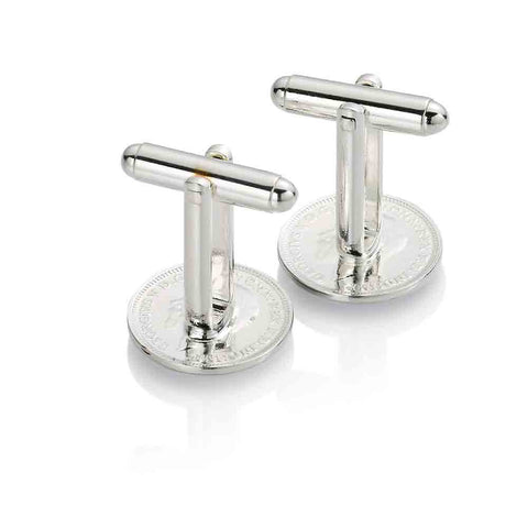 George V Threepenny (1928-1936) - Acorn Design - Enamelled Coin Cufflinks