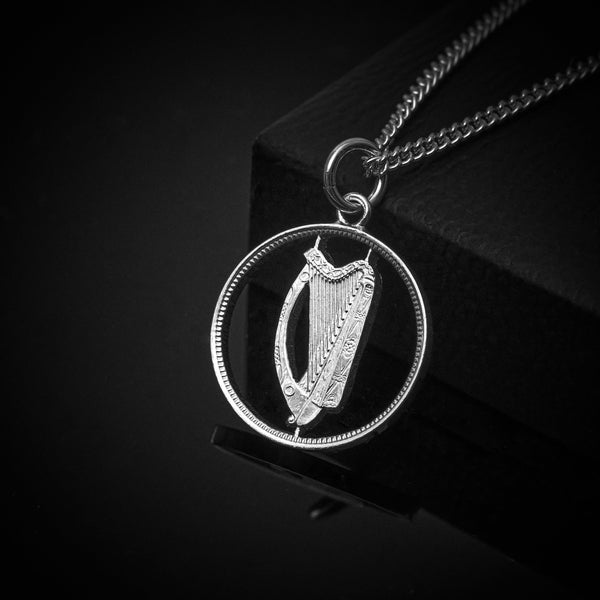 Irish Threepenny (Harp Side) - Cut Out Coin Necklace