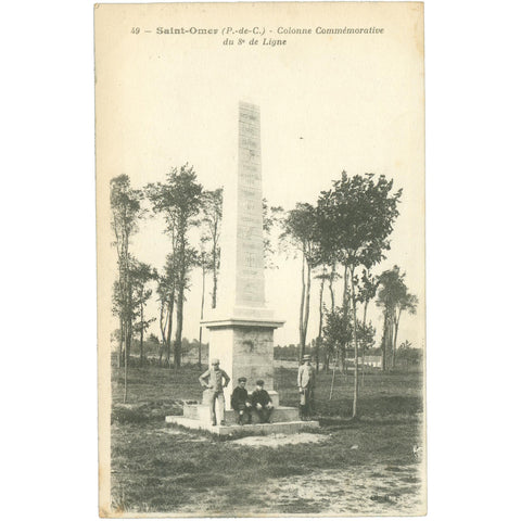 Saint - Omer, France – Commemorative Column of the 8th Line Infantry Regiment – Postcard