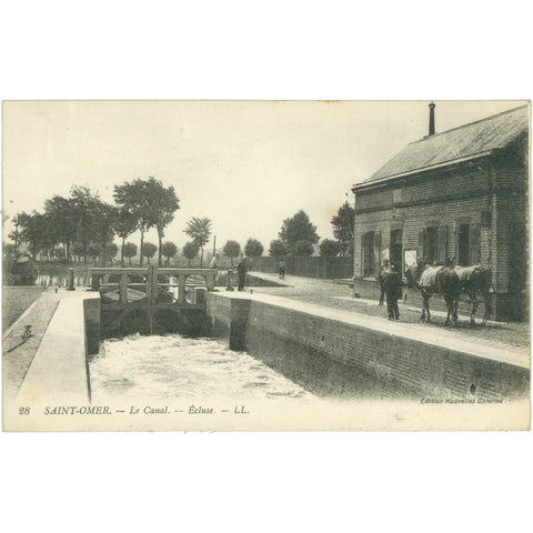 Saint - Omer, France - Le Canal, Écluse Postcard Early 20th Century