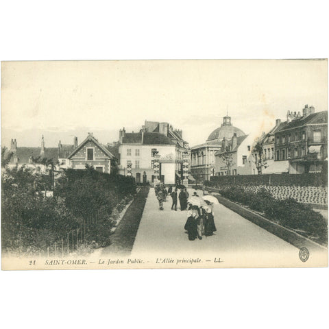 Saint - Omer, France – Le Jardin Public, L’Allée principale – Postcard Early 20th Century