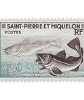 Saint Pierre and Miquelon Stamp 1957 40 centime Cod (Gadus morrhua) Fish
