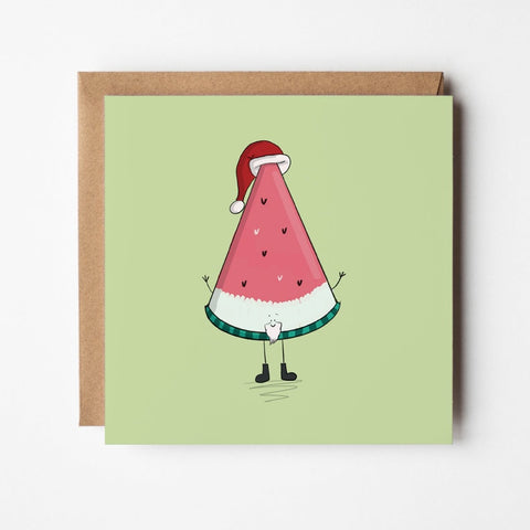 Santa Watermelon Slice Christmas | Greeting Card