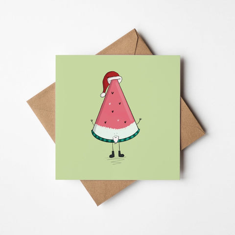 Santa Watermelon Slice Christmas | Greeting Card