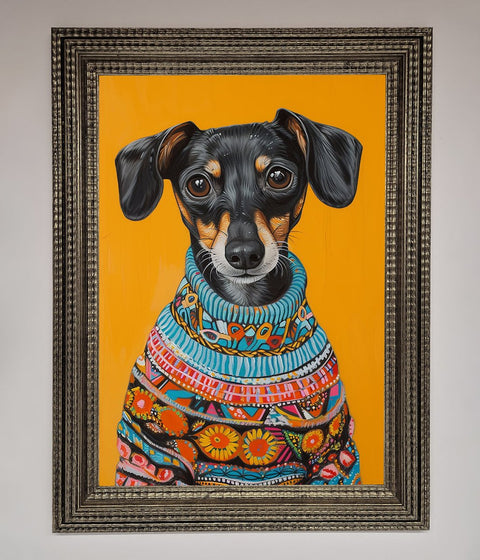 Sausage Dog In A Sweater Framed Print