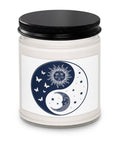 Celestial Balance sun-and-moon yin-yang emblem on a 9 oz glass-jar soy candle – Christmas Warmth – front mockup 2 – ZIPZAPPA