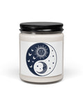 Celestial Balance sun-and-moon yin-yang emblem on a 9 oz glass-jar soy candle – Cinnamon Vanilla – front mockup 1 – ZIPZAPPA
