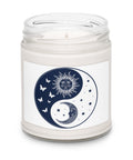 Celestial Balance sun-and-moon yin-yang emblem on a 9 oz glass-jar soy candle – Coconut Cream and Cardamom – front mockup 3 – ZIPZAPPA