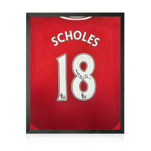 Paul Scholes Signed Manchester United Premier League Shirt Compact Display