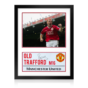 Paul Scholes Signed Manchester United Old Trafford Street Sign Iconic Frame