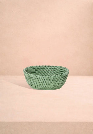 Mayfair Tray Hold All Rattan Basket in Green