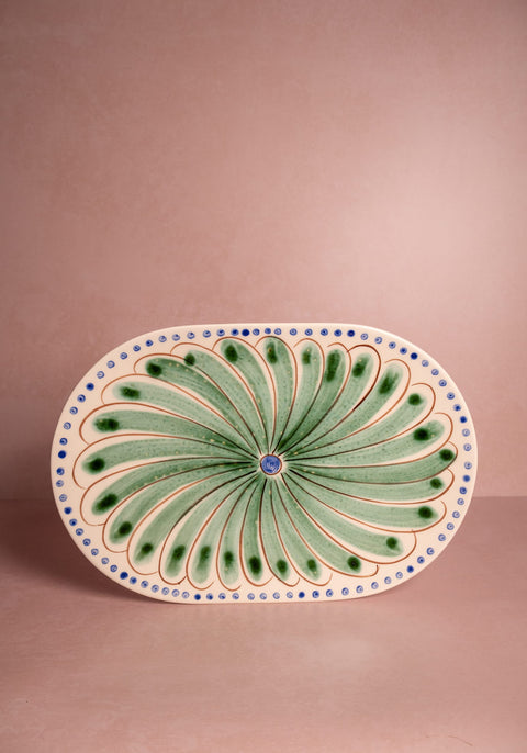 Peacock Serving Plate, Green