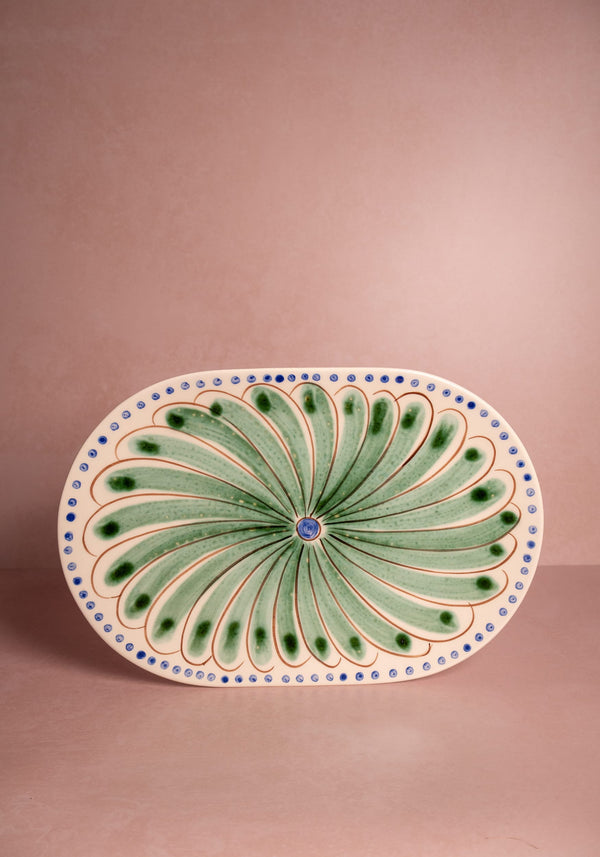 Peacock Serving Plate, Green