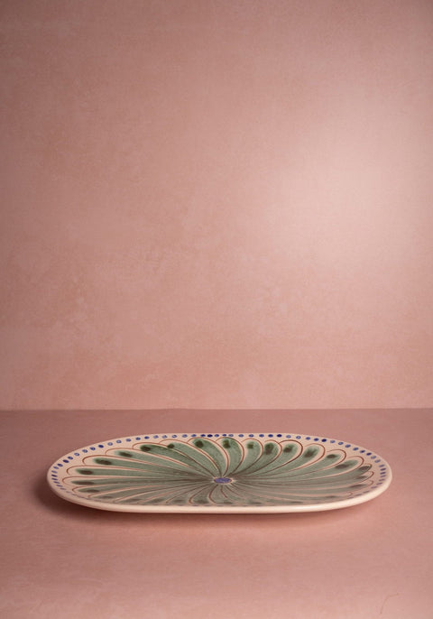 Peacock Serving Plate, Green