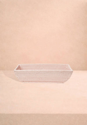 Wiltshire Long Rattan Basket in Pink