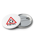 Karma and Contrasts set of five different 2.25 inch pin buttons: KARMA sign, Aš Tu puzzle, forest phrase, sun and moon, ZIPZAPPA – view 3