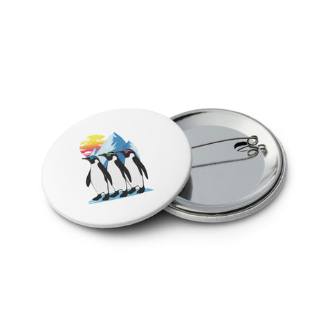 Odd Company set of five different 2.25-inch pin buttons showing penguins, beard with sunglasses, Mona Lisa DJ, radiating eye and Keep Cool face – view 3