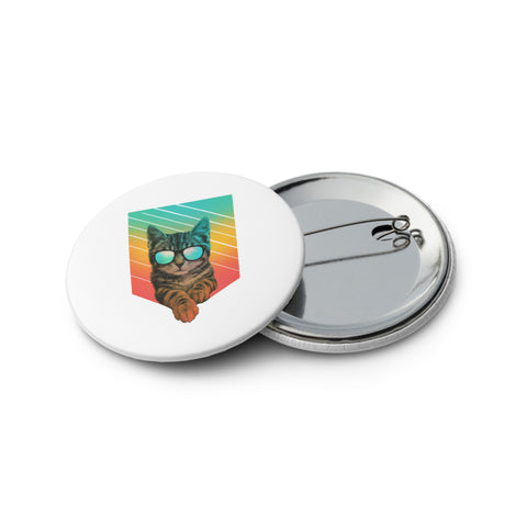 Little Moments set of five distinct 2.25-inch pin buttons with holiday cat, Myliu tave cat, umbrella horn, Spindėk flower smile and cat with mouse – view 3