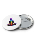 Quiet Mind set of five different 2.25-inch pin buttons with chakra meditation, Peace monk, YOGA, wisdom eyes and Om mandala – view 3