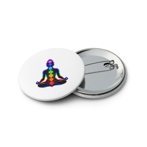 Quiet Mind set of five different 2.25-inch pin buttons with chakra meditation, Peace monk, YOGA, wisdom eyes and Om mandala – view 3