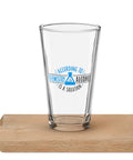 Alcohol Is a Solution chemistry shaker pint glass, 16 oz, with original blue-and-black science graphic – product view 5