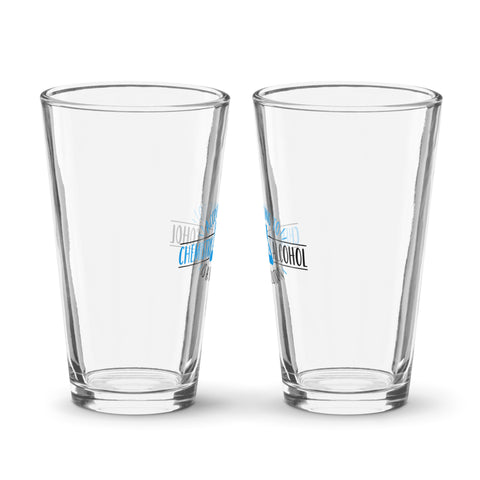 Alcohol Is a Solution 16 oz clear shaker pint glass with blue and black chemistry illustration – view 9
