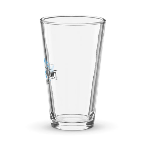 Alcohol Is a Solution chemistry shaker pint glass, 16 oz, with original blue-and-black science graphic – product view 4