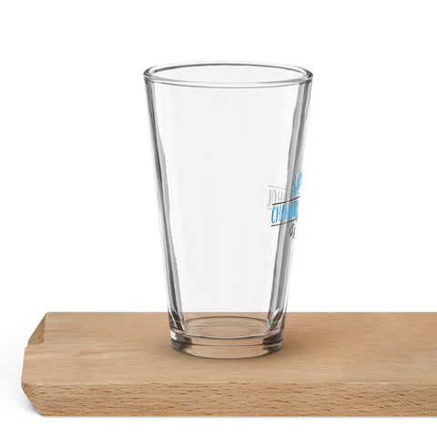 Alcohol Is a Solution chemistry shaker pint glass, 16 oz, with original blue-and-black science graphic – product view 8