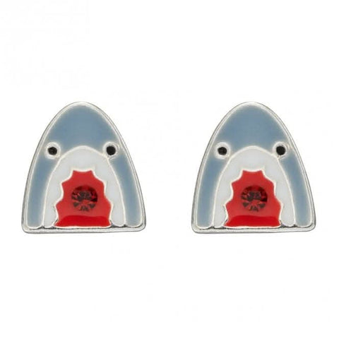 Haifisch-Ohrstecker aus Emaille und Kristall A2079R