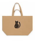 Latte recycled cotton shopping bag with black One Cat Away from Crazy lettering shaped into a cat on the front – ZIPZAPPA