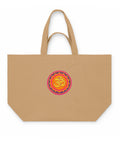 Latte recycled cotton shopping bag with the original colourful Vibrant Om Mandala centred high on the front – ZIPZAPPA