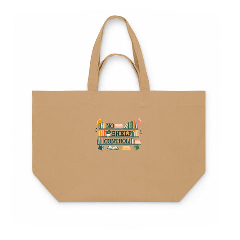 Latte recycled cotton shopping bag with original colourful books and No Shelf Control lettering on the front – ZIPZAPPA