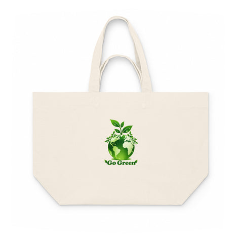 Natural Raw recycled cotton shopping bag with the original leafy Go Green Earth emblem on the front – ZIPZAPPA