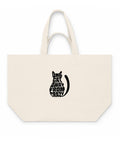 Natural Raw recycled cotton shopping bag with black One Cat Away from Crazy lettering shaped into a cat on the front – ZIPZAPPA