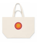 Natural Raw recycled cotton shopping bag with the original colourful Vibrant Om Mandala centred high on the front – ZIPZAPPA