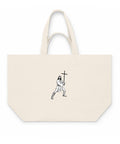 Natural Raw recycled cotton shopping bag with an original black ink-cutout warrior carrying a cross on the front – ZIPZAPPA
