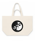 Cats in Balance recycled cotton shopping bag in Natural Raw with full black-and-white yin-yang cat illustration on front