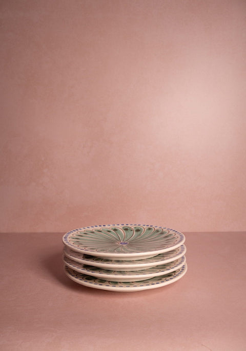 Peacock Side Plate, Green Set of 4