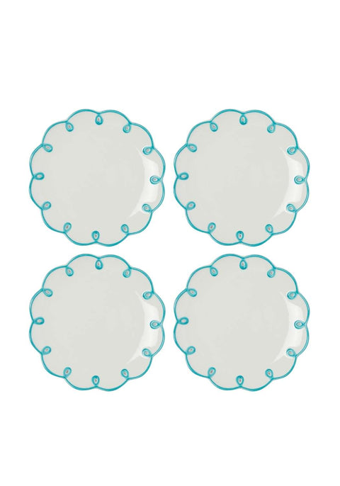 Sky Blue Scalloped Side Plates - Set of 4