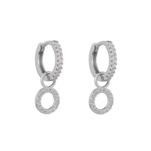 Circle Drop Hoop Huggies: Silver
