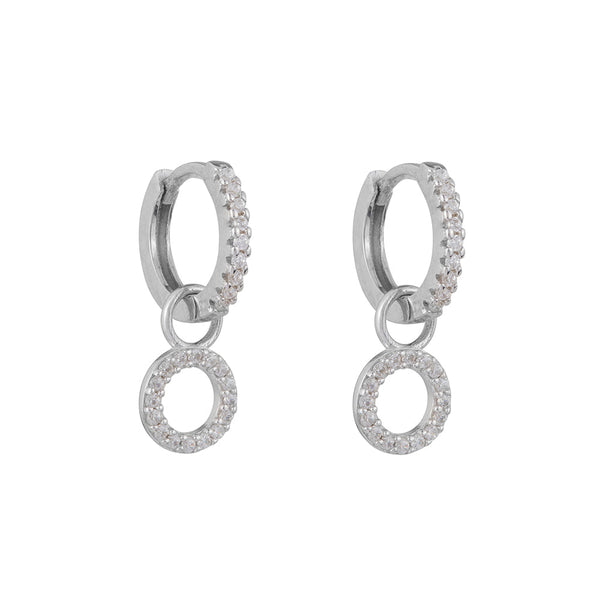 Circle Drop Hoop Huggies: Silver