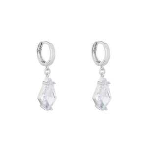 Shine Bright Rhombus Drop Earrings: Silver
