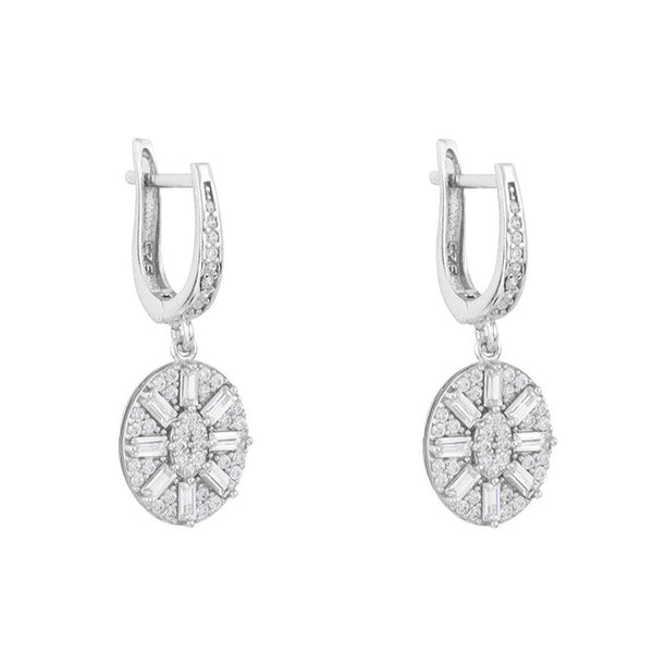 Uptown Oval Drop Earrings: Silver