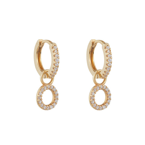 Circle Drop Hoop Huggies: Gold
