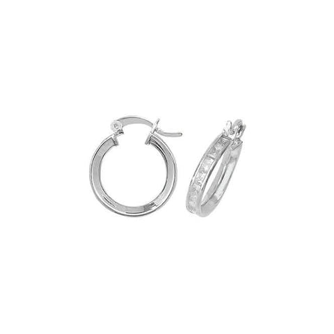 Boucles d'oreilles créoles en argent Acotis avec zircon G5897